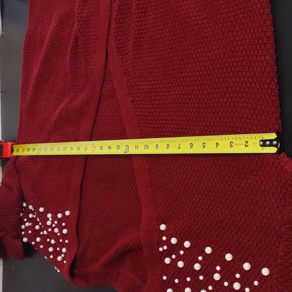 Shein Frenchy Pearls Red Burgundy Womens Sweater Open Front Cardigan Sz 3XL - Picture 10 of 10